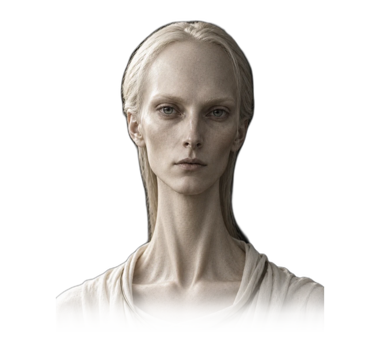 ALIENZ art study of the Tall Thin Light-Garment Figure form.