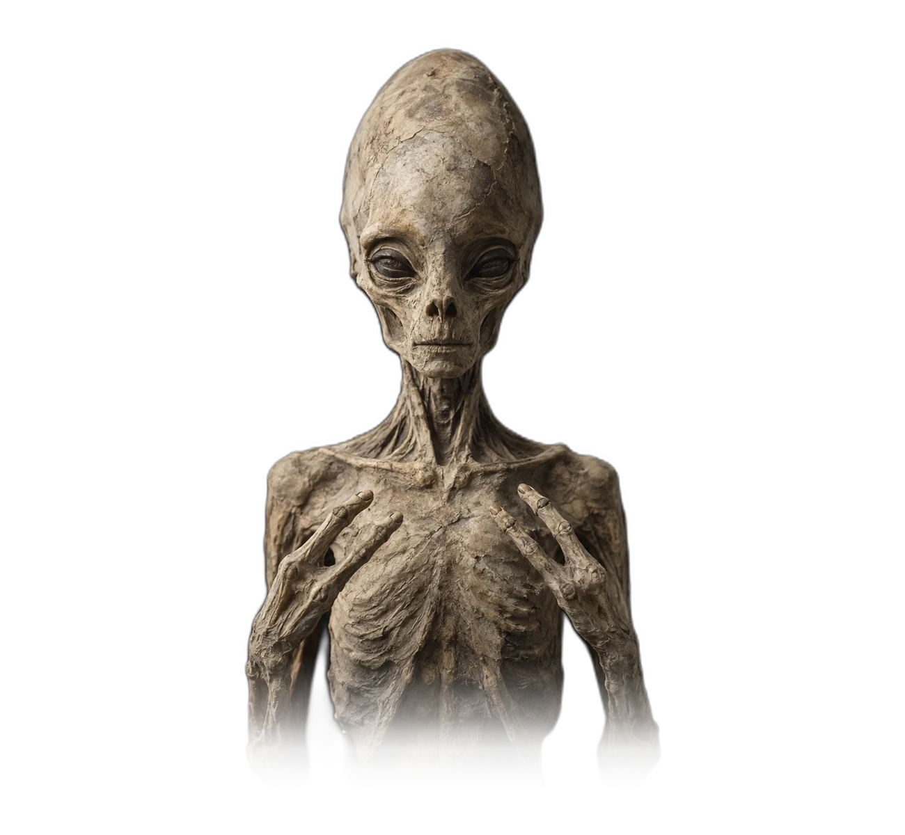 ALIENZ art study of the Tridactyl / Mummiform Entity form.